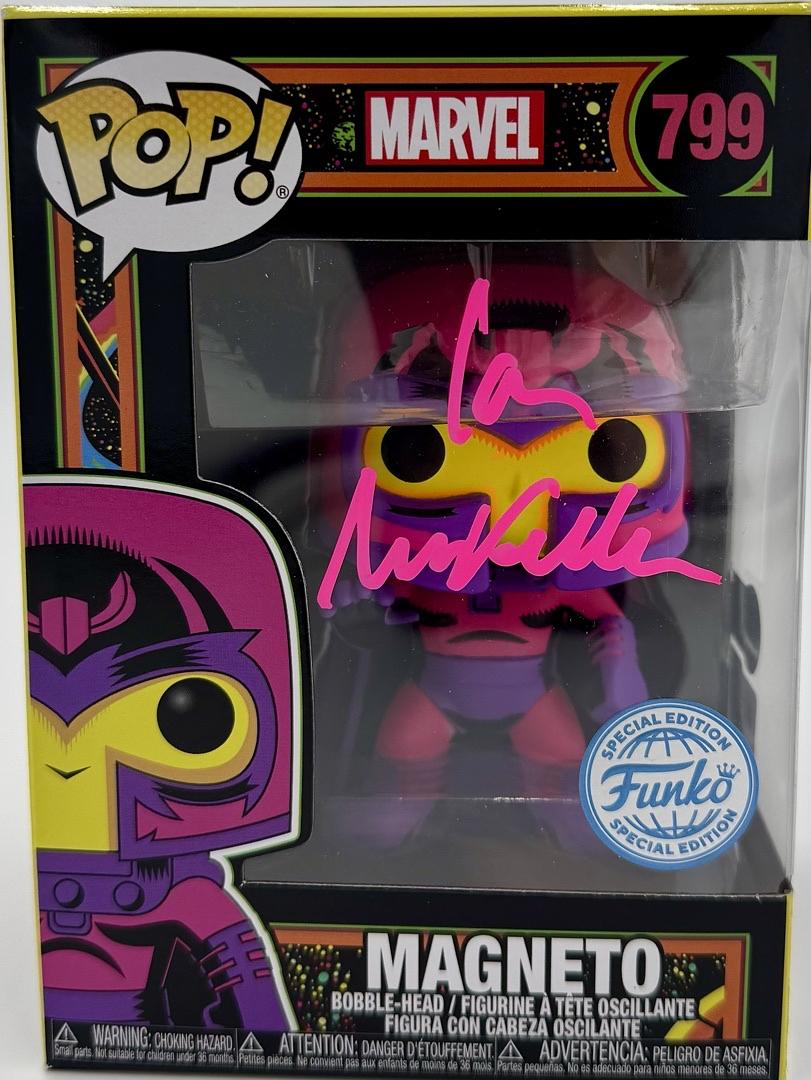 Ian McKellen signed Funko Pop #799 "Magneto" - Beckett and OC Celebrity Marketing COA